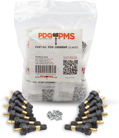 PDQ TPMS 12 Pack Replacement Rubber Snap-In Valve Stem For Ford Equivalent to: Dill VS-950, OEM: TPMS-76
