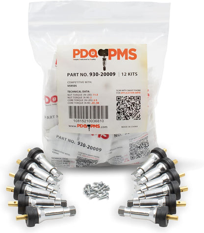 PDQ TPMS 12 Pack Replacement Rubber Snap-In Valve Stem For Chevrolet GMC Ford Equivalent to: NONE, OEM: TPMS-76