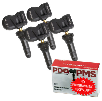 PDQ TPMS 433 MHZ Tire Pressure Sensor 4 Pack  Rubber Stem  For Chrysler Dodge Equivilant to: Direct Replacement OE Part # , OEM: 68487472AA | 68487472AB
