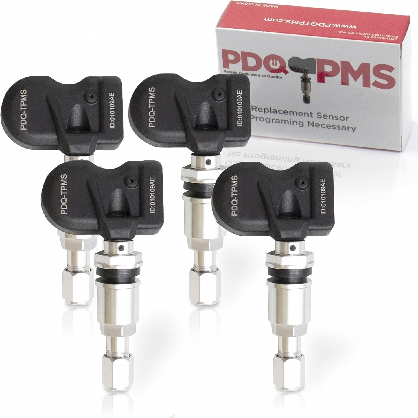 PDQ Multi Protocol TPMS 315/433 MHZ TPMS 4 Pack  Metal Stem  For Ford Lincoln Equivilant to: Replaces OE Part # , OEM: 9L3Z-1A-189A | F2GZ-1A189-A | F2GZ-1A189-B |