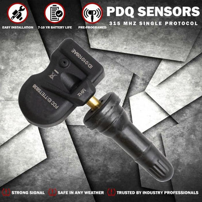 PDQ TPMS 433 MHZ Tire Pressure Sensor  Rubber Stem For Chevy GMC Cadillac Buick Pontiac Equivilant to: Direct Replacement OE Part # , OEM: 13533166 | 13542523