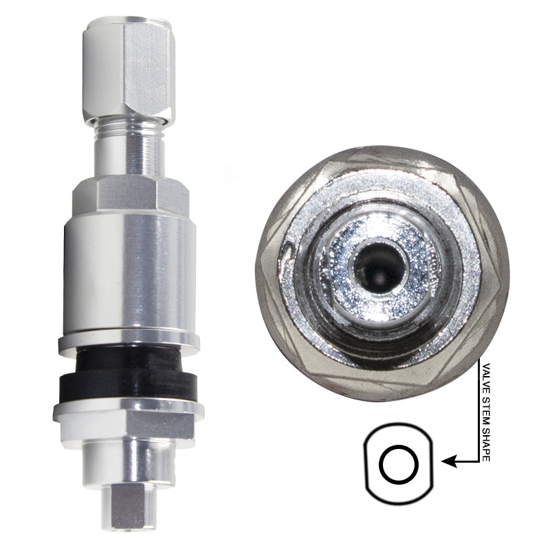 Replacement Metal Valve Stem with Silver Finish for PDQ TPM Sensors (PDQ-001)